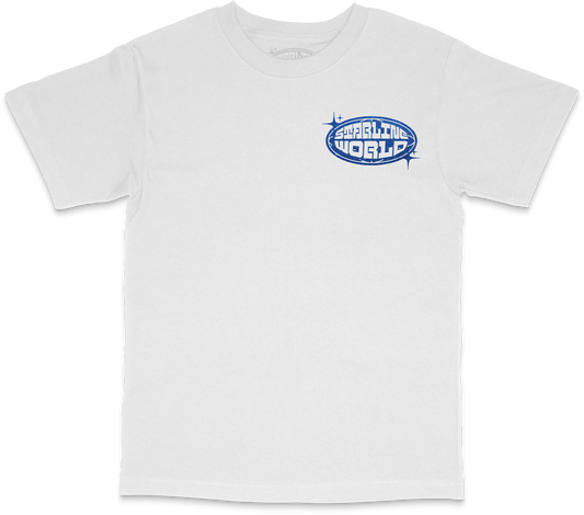 StarlineWorld (White-SPARKLY-Blue) Tee